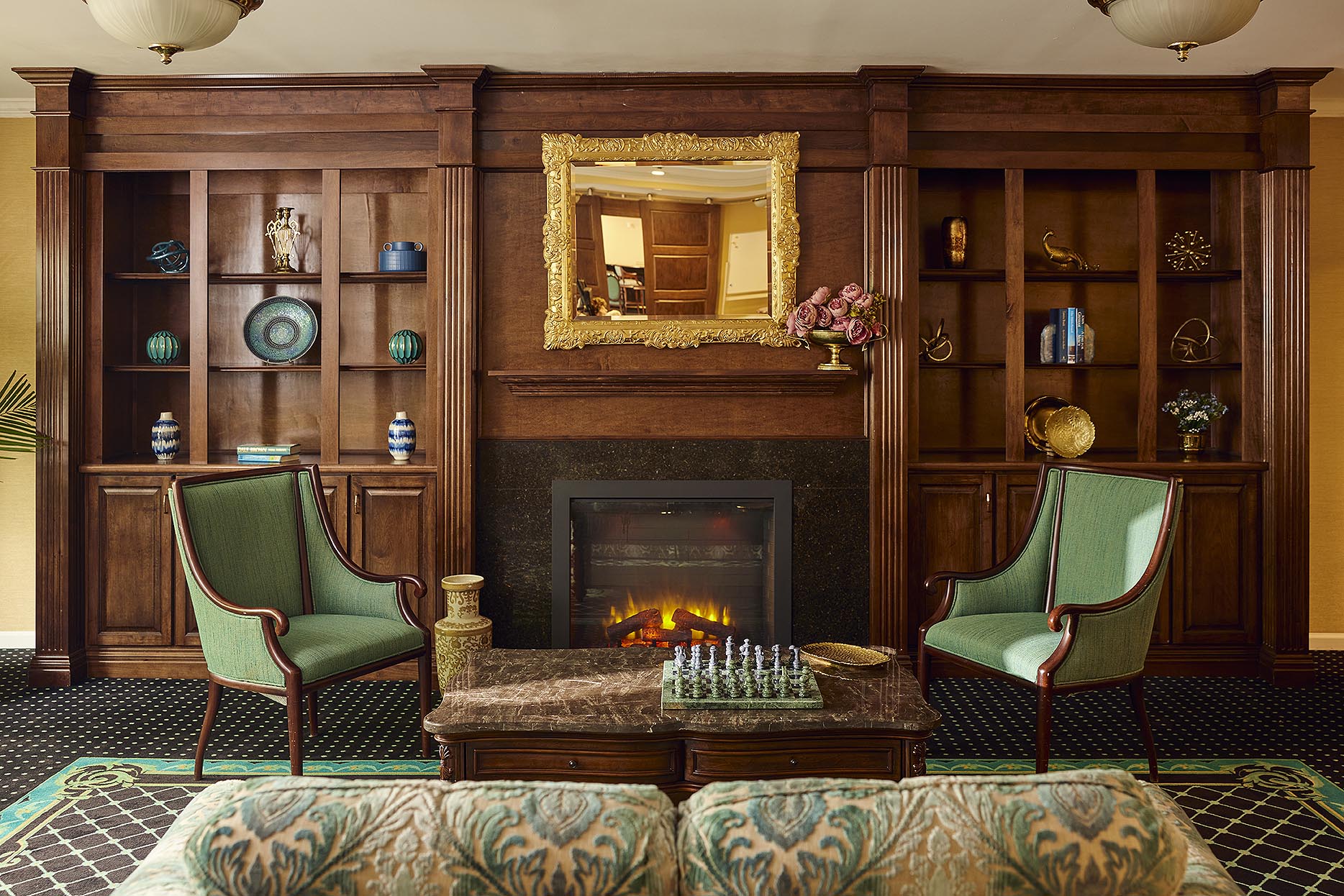 Fireside seating in the living room