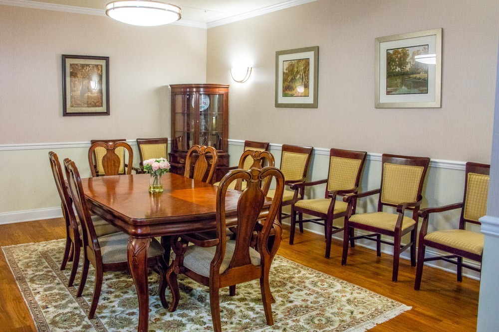 Private dining room with table and extra chairs