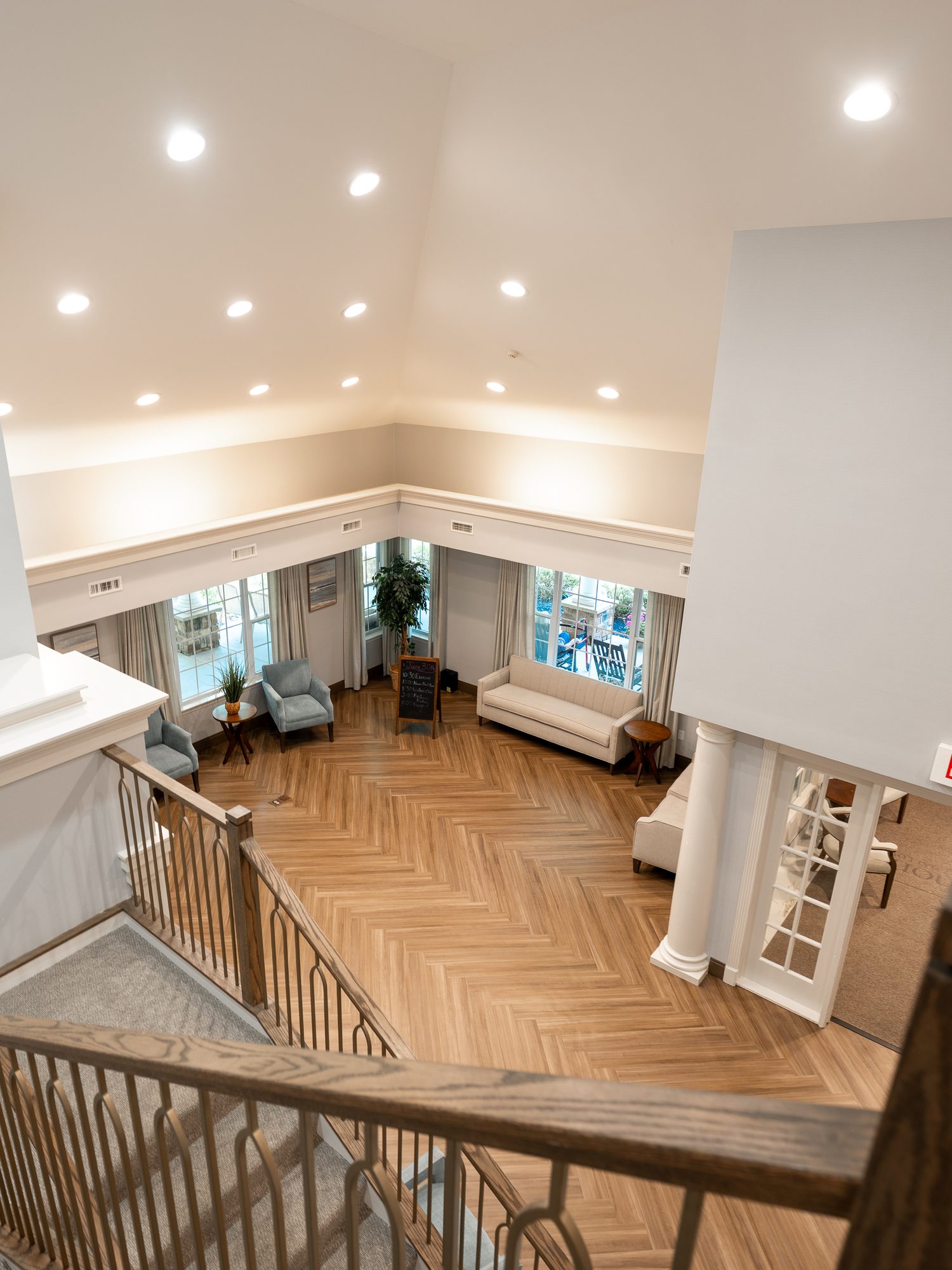 Spring Home assisted living lobby seen from the staircase