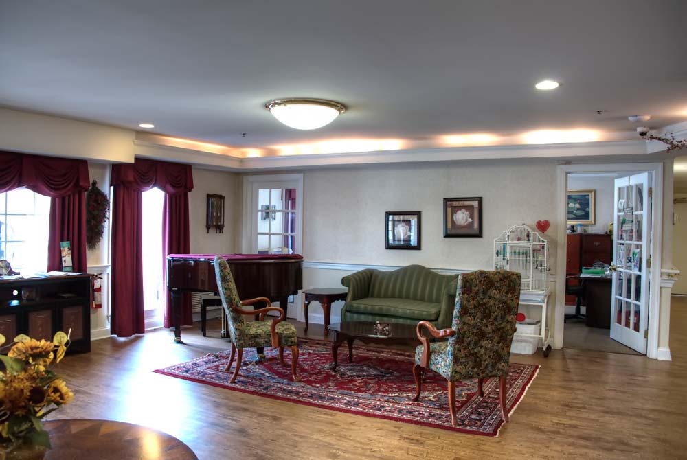 Sitting area in the front lobby near the office
