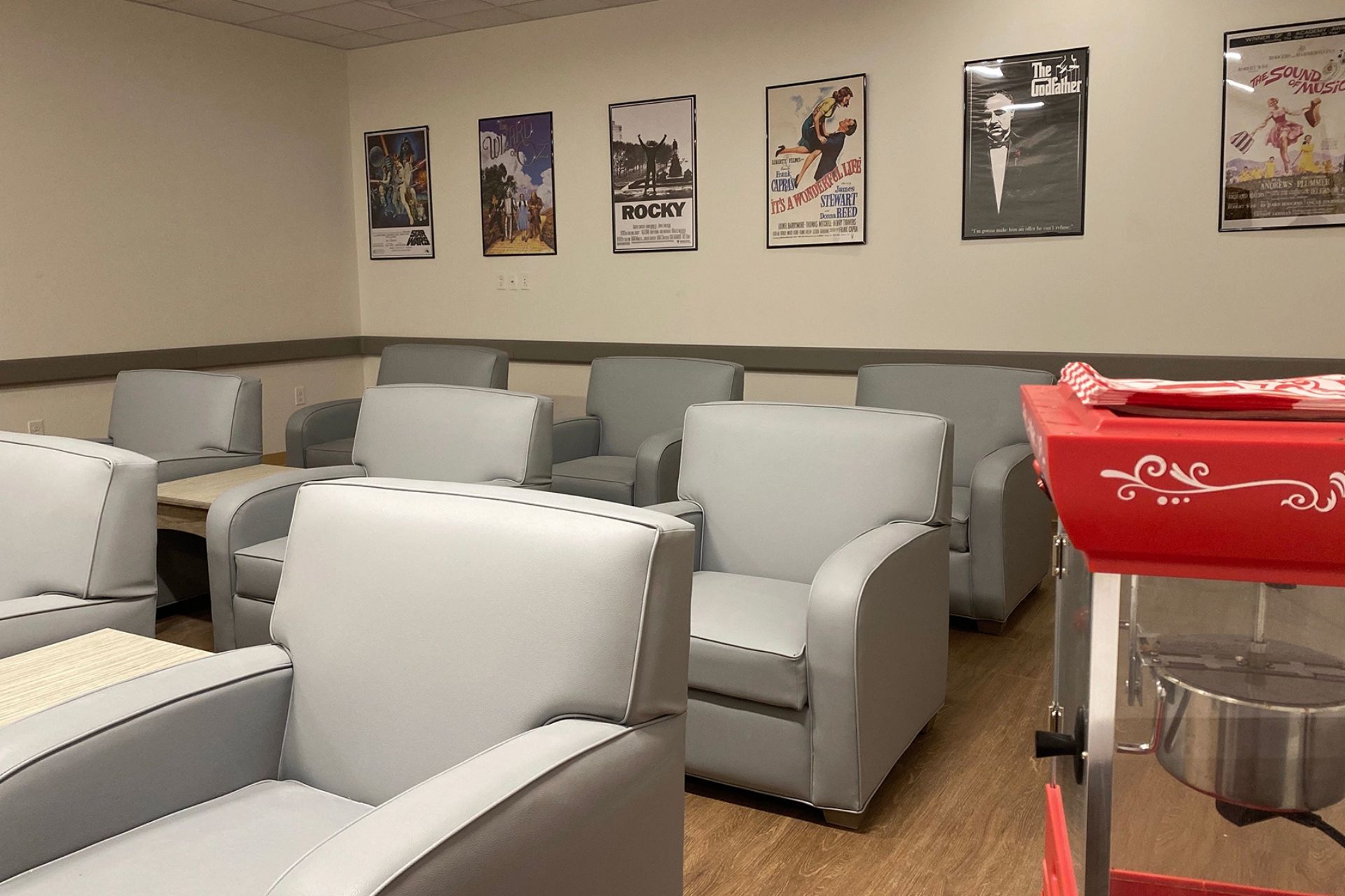 lobby sitting area with a fireplace